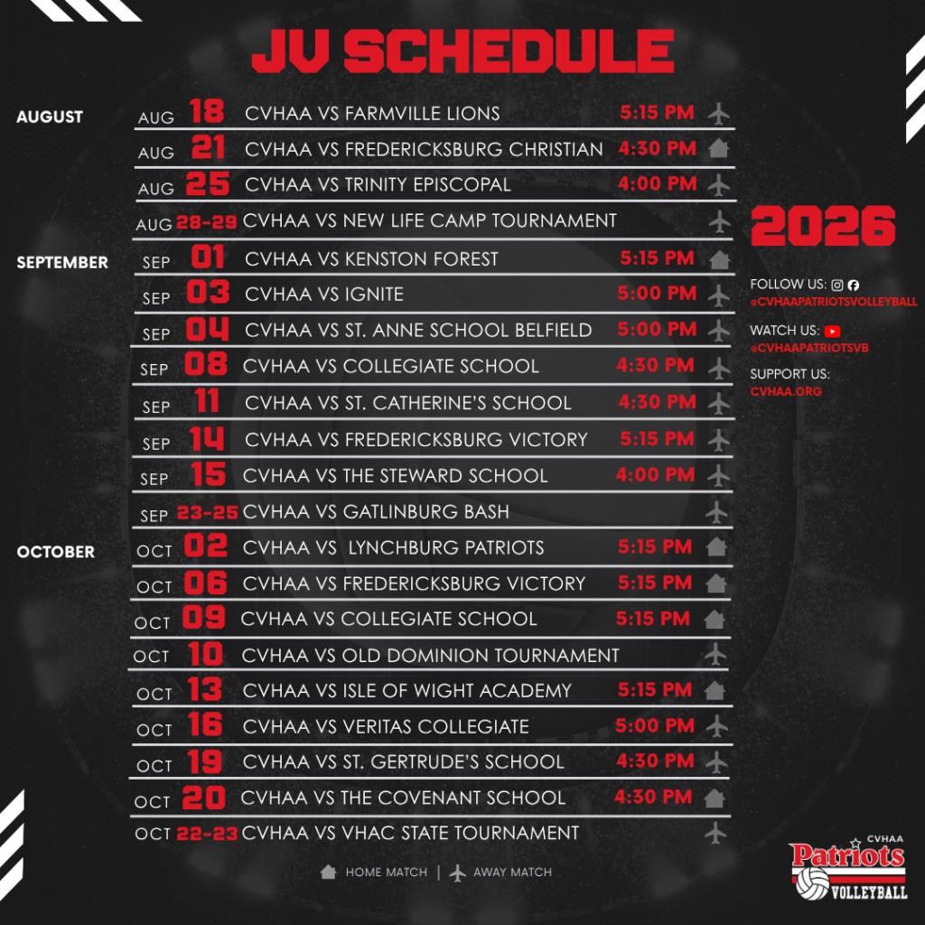 JV Season Schedule 2026